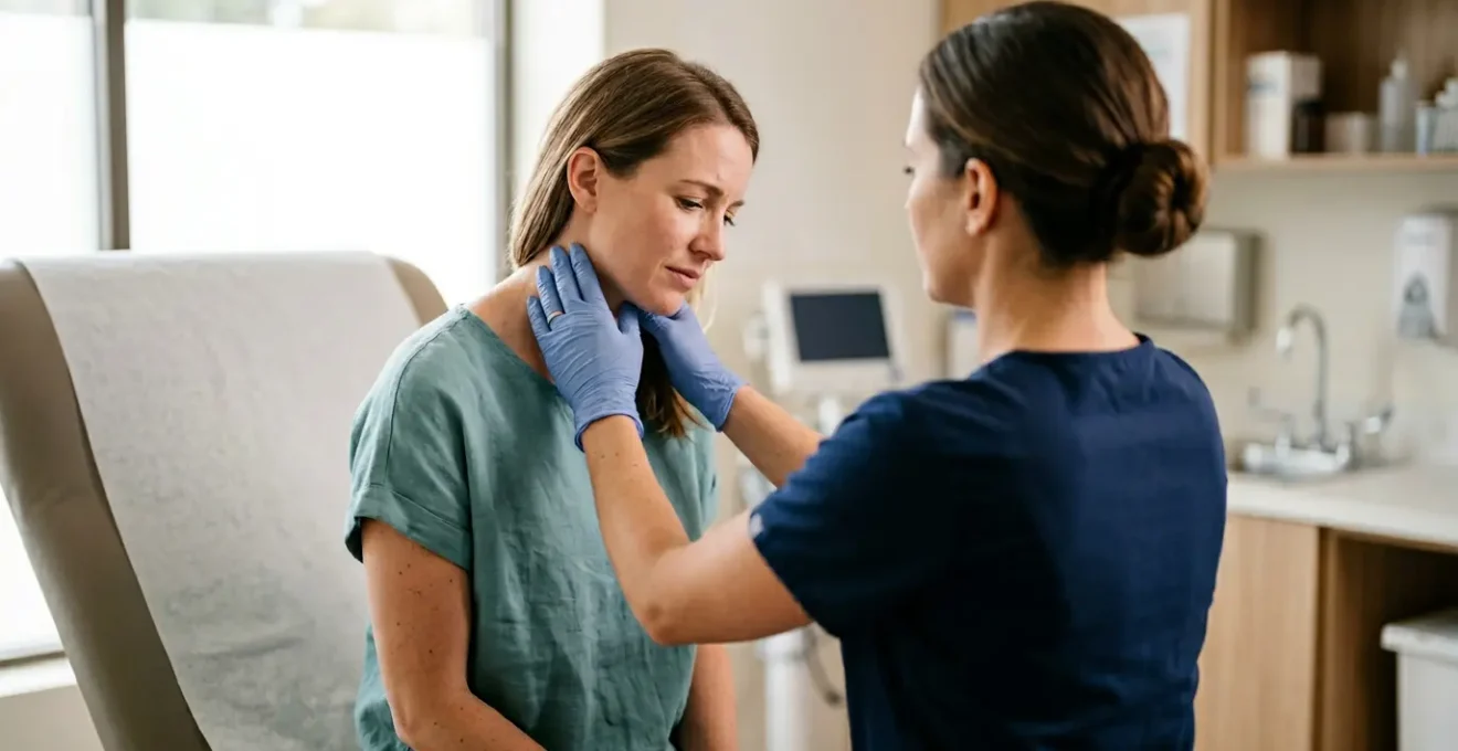 Consultation médicale après un accident de voiture avec examen cervical