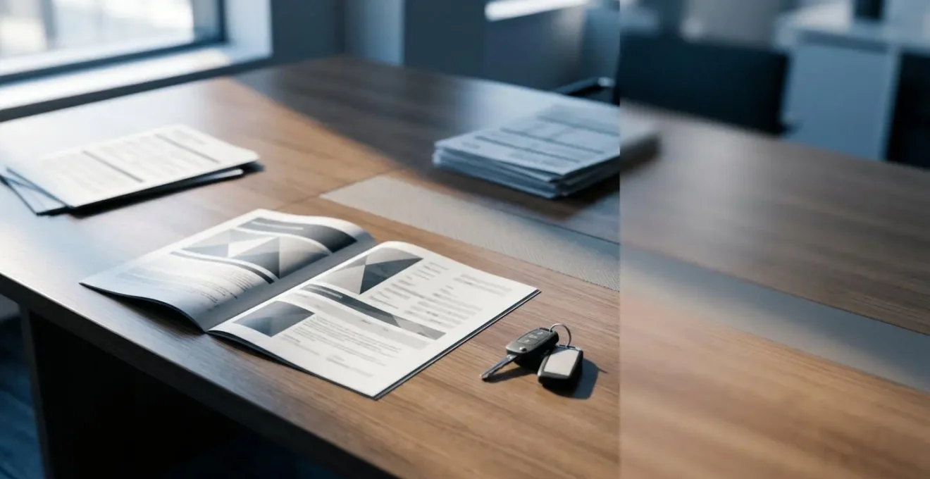 Moment de décision lors de la fin d'un contrat LOA avec documents et clés de voiture