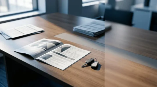 Moment de décision lors de la fin d'un contrat LOA avec documents et clés de voiture