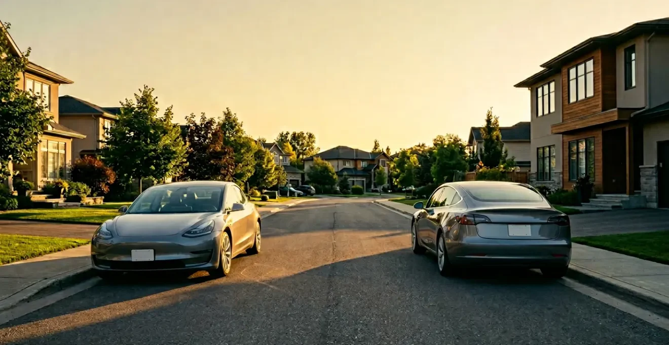 Deux conducteurs devant des voitures identiques avec des écarts de coûts d'assurance
