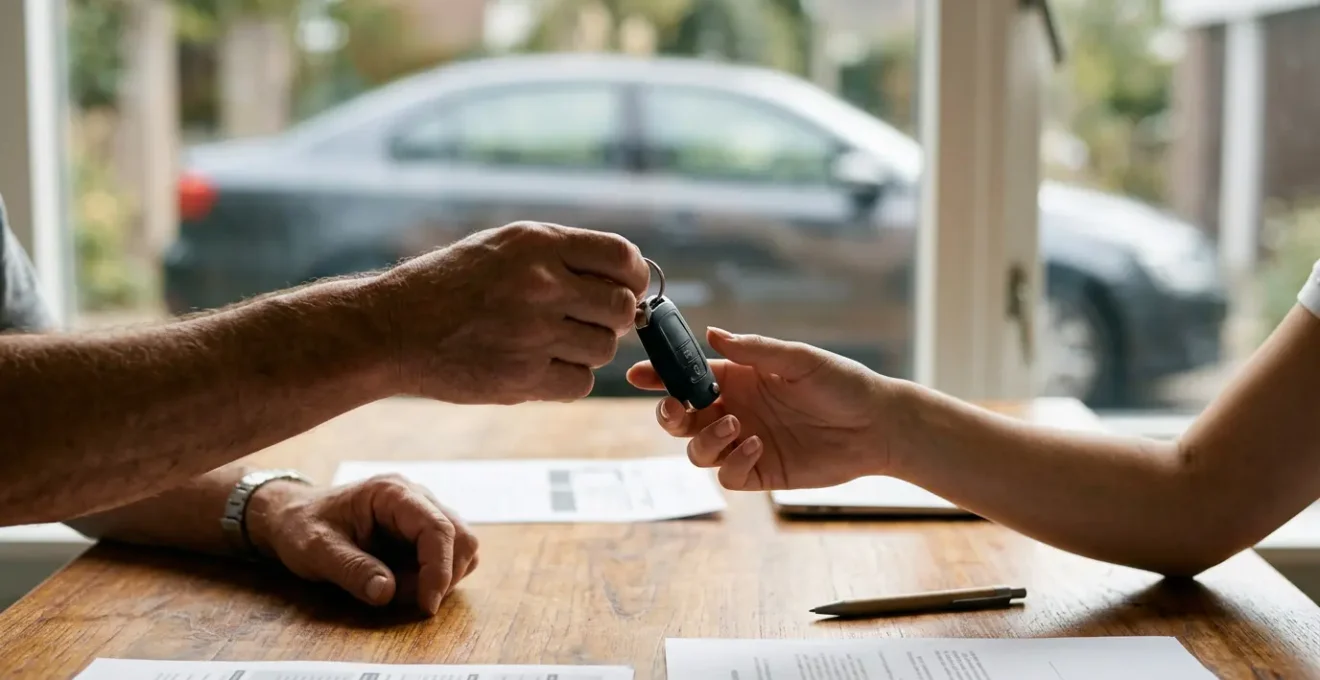 Transaction automobile entre particuliers avec remise de cles et documents administratifs