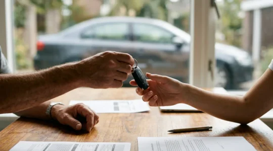 Transaction automobile entre particuliers avec remise de cles et documents administratifs