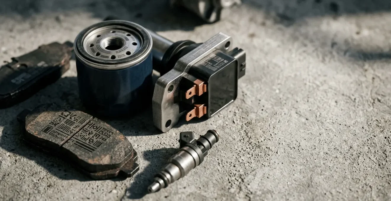 Pièces automobiles d'équipementiers avec numéros de référence visibles