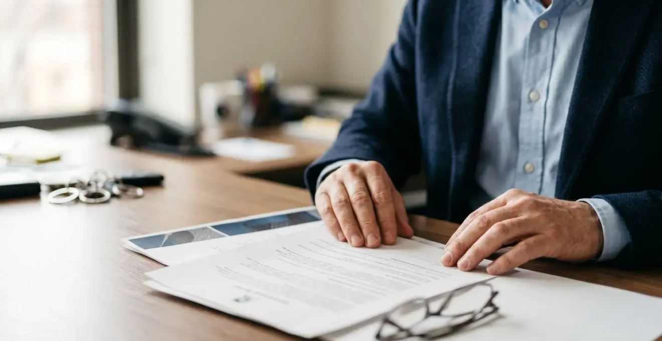 Personne analysant un contrat de leasing automobile avec entretien et assurance inclus