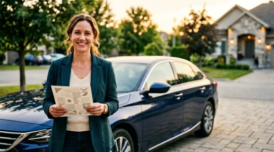 Conducteur serein consultant son relevé d'information d'assurance automobile avec un coefficient bonus-malus favorable