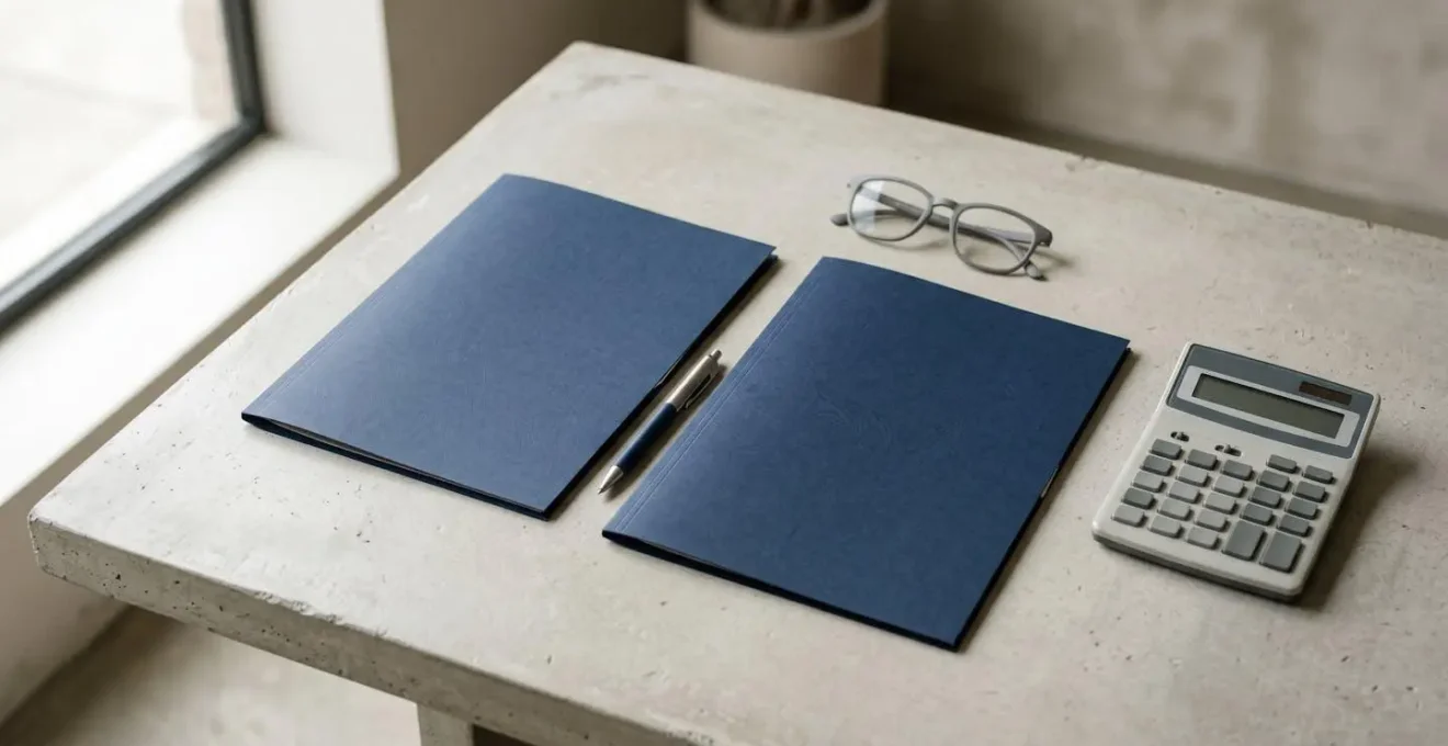 Document de contrat d'assurance automobile posé sur un bureau avec stylo et calculatrice