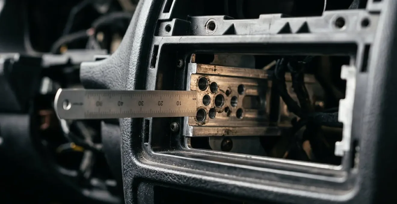Comparaison visuelle entre un autoradio simple DIN et double DIN dans un tableau de bord