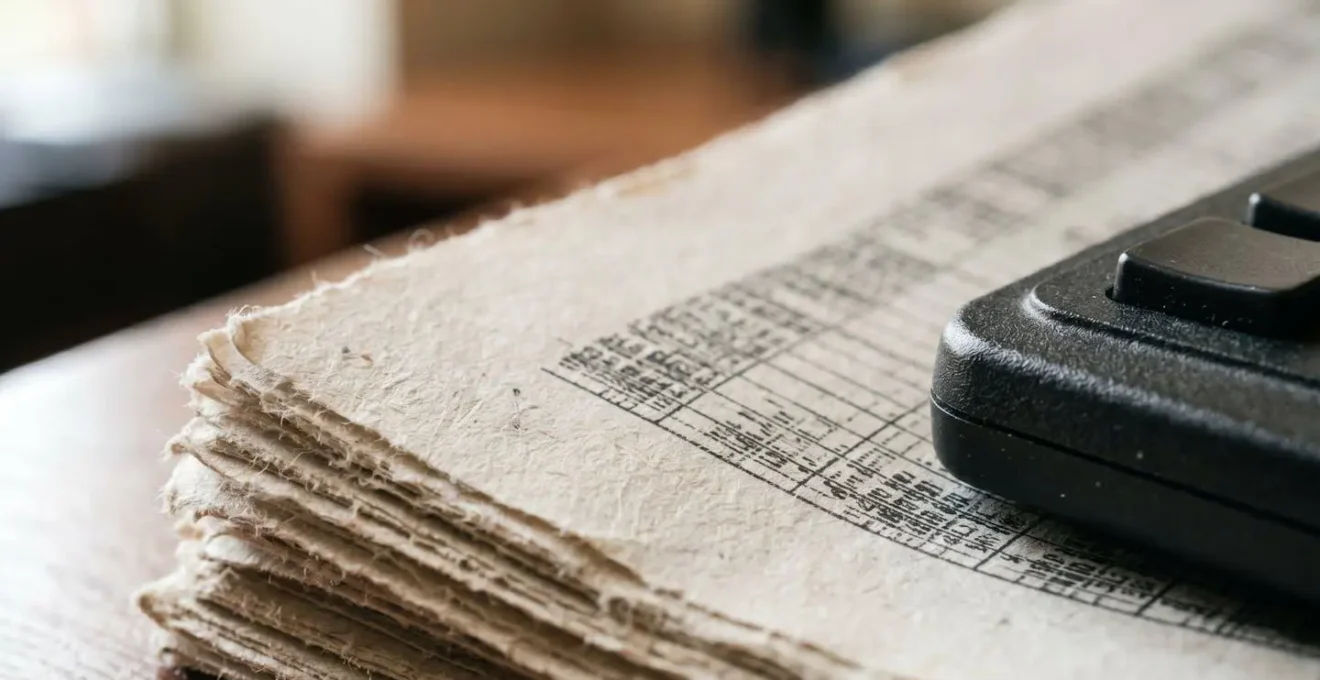 Gros plan sur des documents financiers et une calculatrice professionnelle avec des chiffres