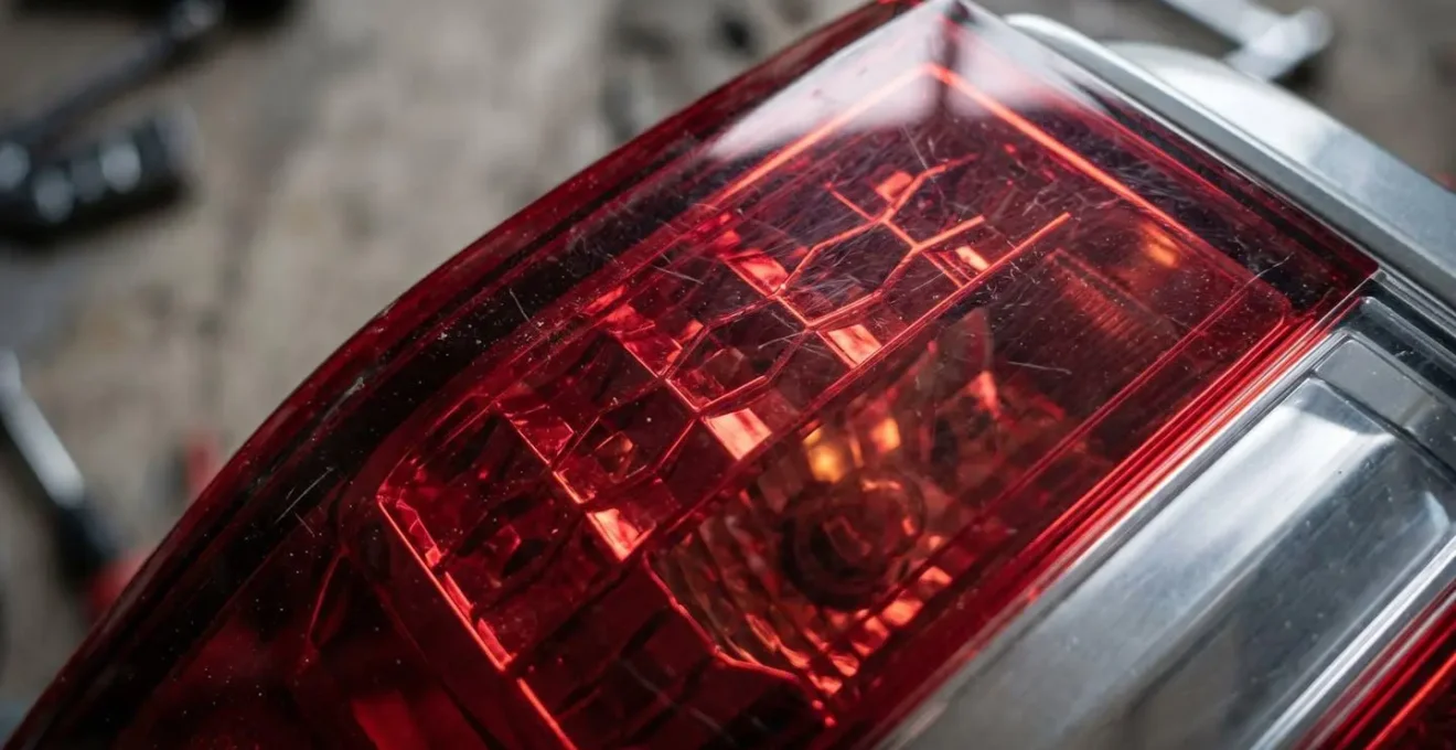 Gros plan sur les feux arrière d'une voiture avec effet de reflet pour vérifier leur fonctionnement